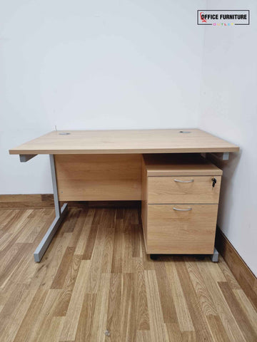 Nova Oak Desk with 2-Drawer Pedestal (120cm x 80cm)