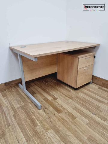 Nova Oak Desk with 2-Drawer Pedestal (120cm x 80cm)