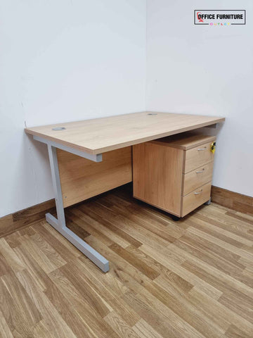 Nova Oak Desk with 3-Drawer Pedestal (120cm x 80cm)