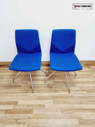 Set of Two Blue Modern Visitor Chairs