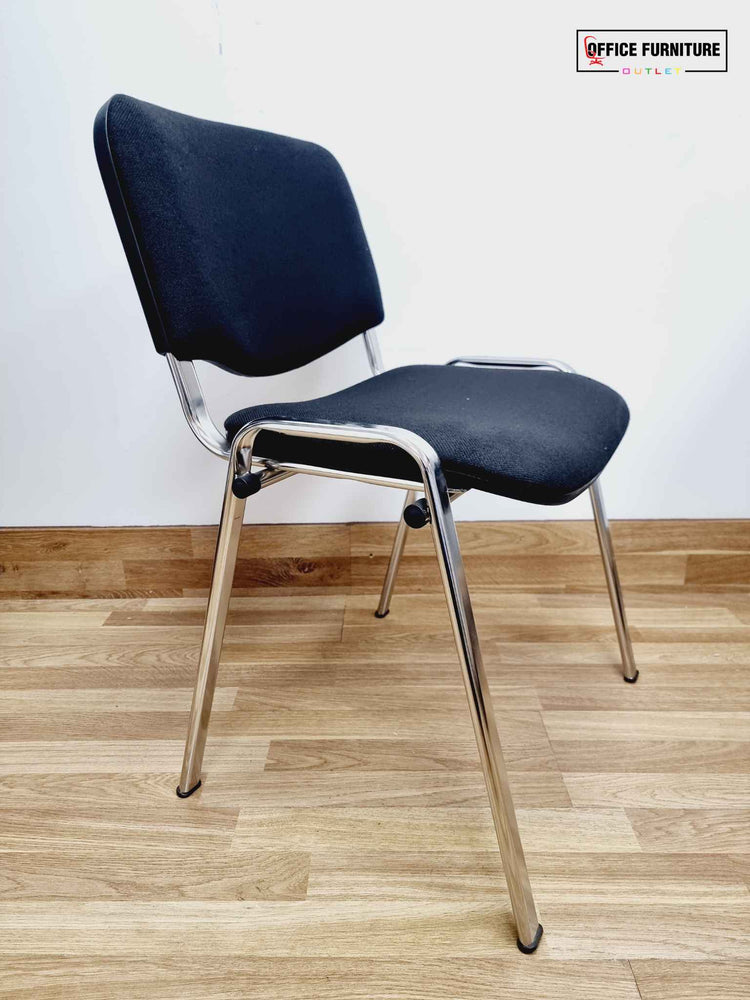 Club Stacking Chairs - Black Fabric With Chrome Legs