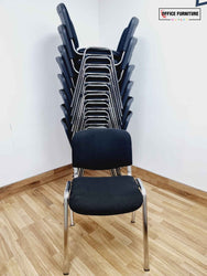 Club Stacking Chairs - Black Fabric With Chrome Legs