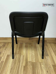 Club Stacking Chairs - Black Leather With Black Legs