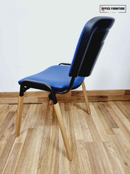 Club Stacking Chairs - Blue Leather With Black Legs