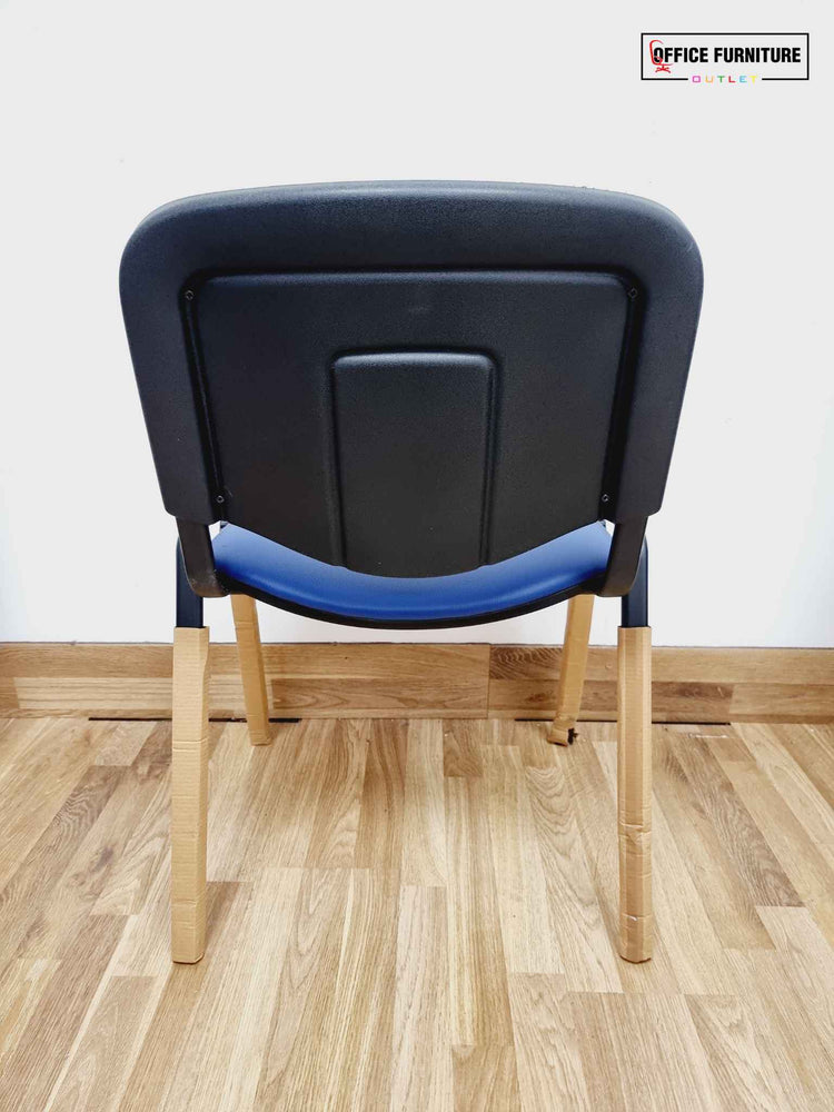 Club Stacking Chairs - Blue Leather With Black Legs