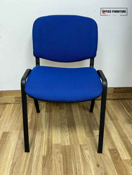 Club Stacking Chairs - Blue Fabric With Black Legs