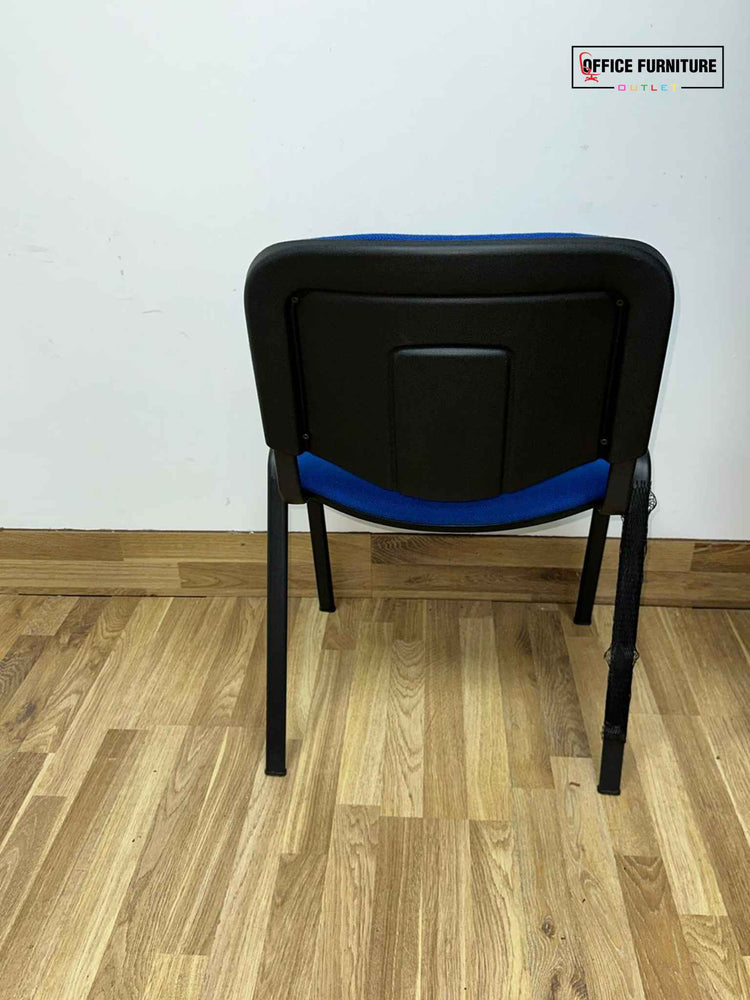 Club Stacking Chairs - Blue Fabric With Black Legs