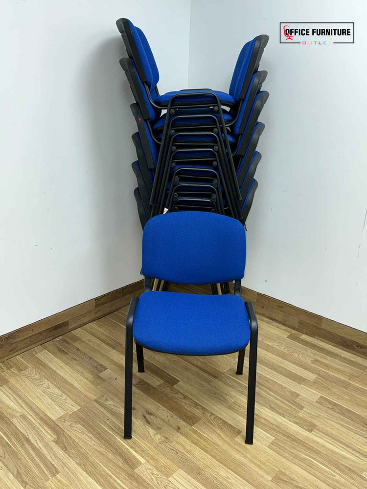 Club Stacking Chairs - Blue Fabric With Black Legs