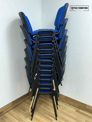 Club Stacking Chairs - Blue Fabric With Black Legs