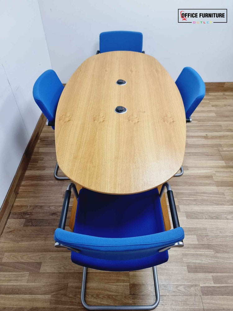 Four-Person Oak Meeting Table with Verco Chairs