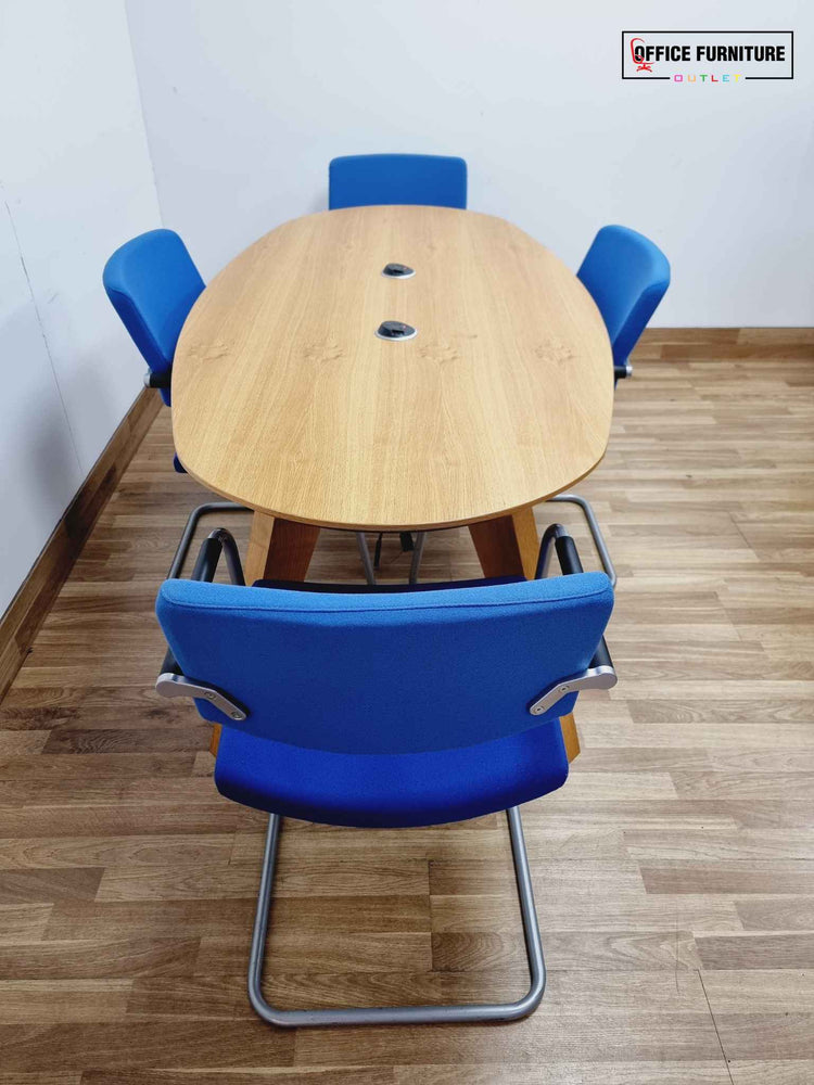 Four-Person Oak Meeting Table with Verco Chairs