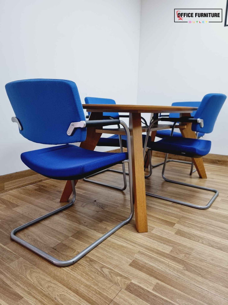 Four-Person Oak Meeting Table with Verco Chairs