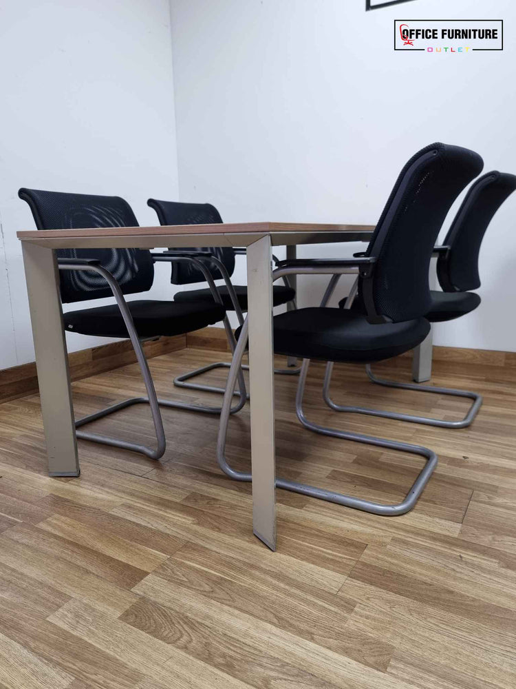 Four Person Chestnut Meeting Table with Sedus Chairs