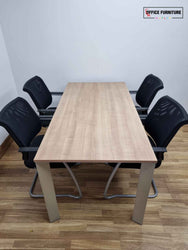 Four Person Chestnut Meeting Table with Sedus Chairs