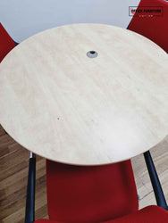 Round Three Seater Maple Meeting Table With Chairs (100cm)