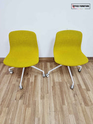 Set of Two Mustard Swivel Chairs