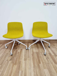 Set of Two Mustard Swivel Chairs