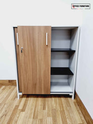 Walnut Sliding Door Storage Cabinet