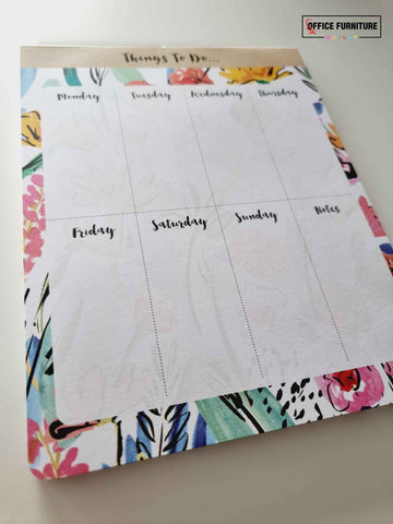 Weekly Planner Pad - White / Floral (WP03)