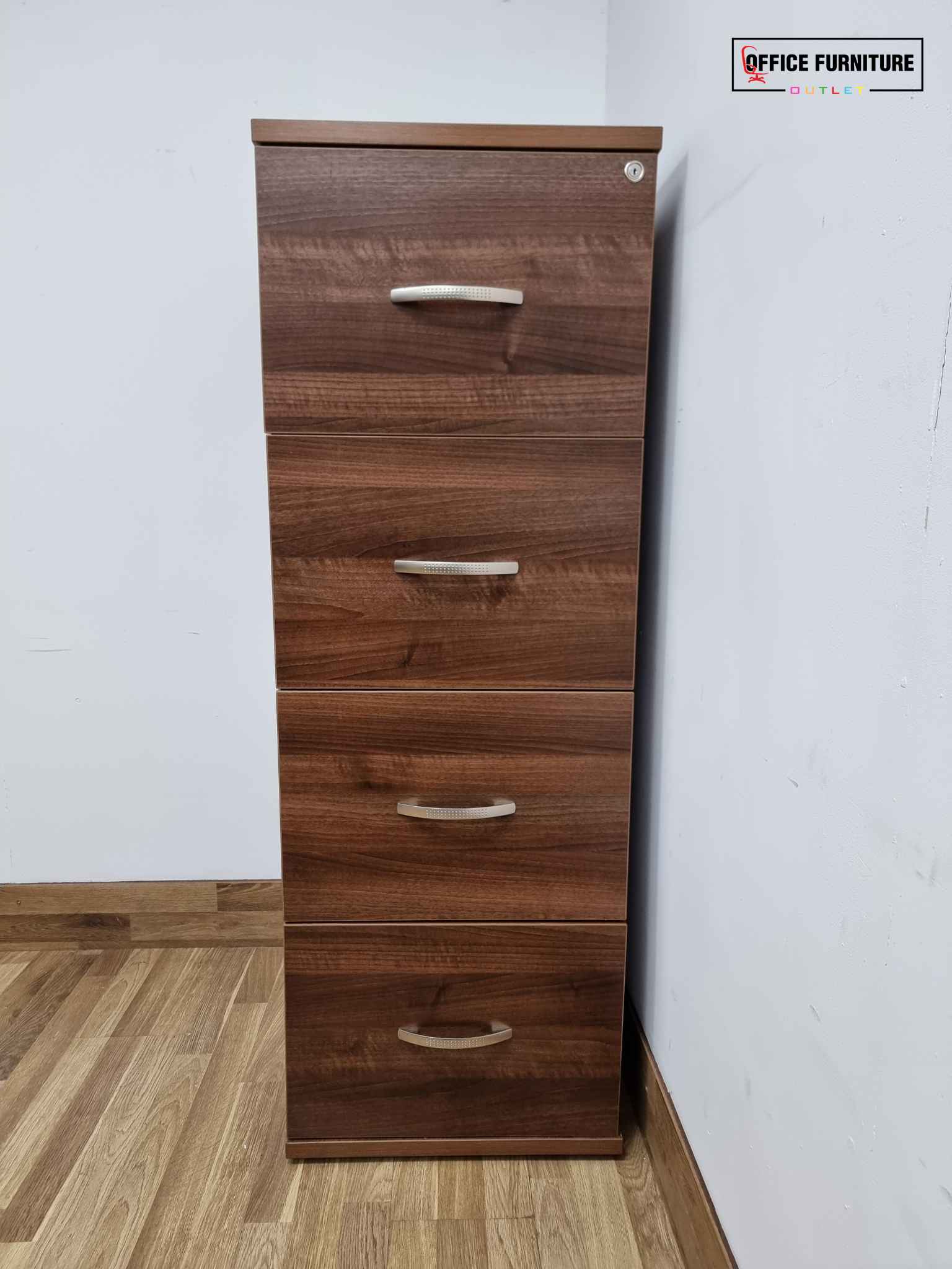 Walnut Four Drawer Filing Cabinet