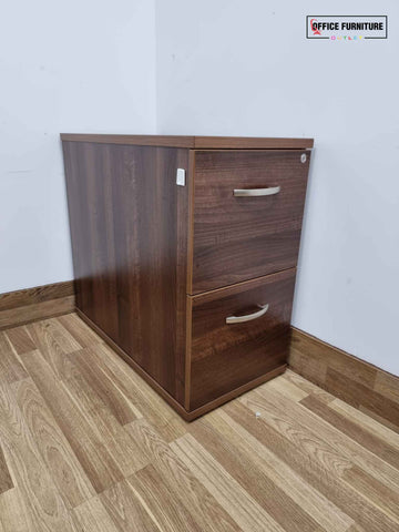 Two Drawer Walnut Filing Cabinet