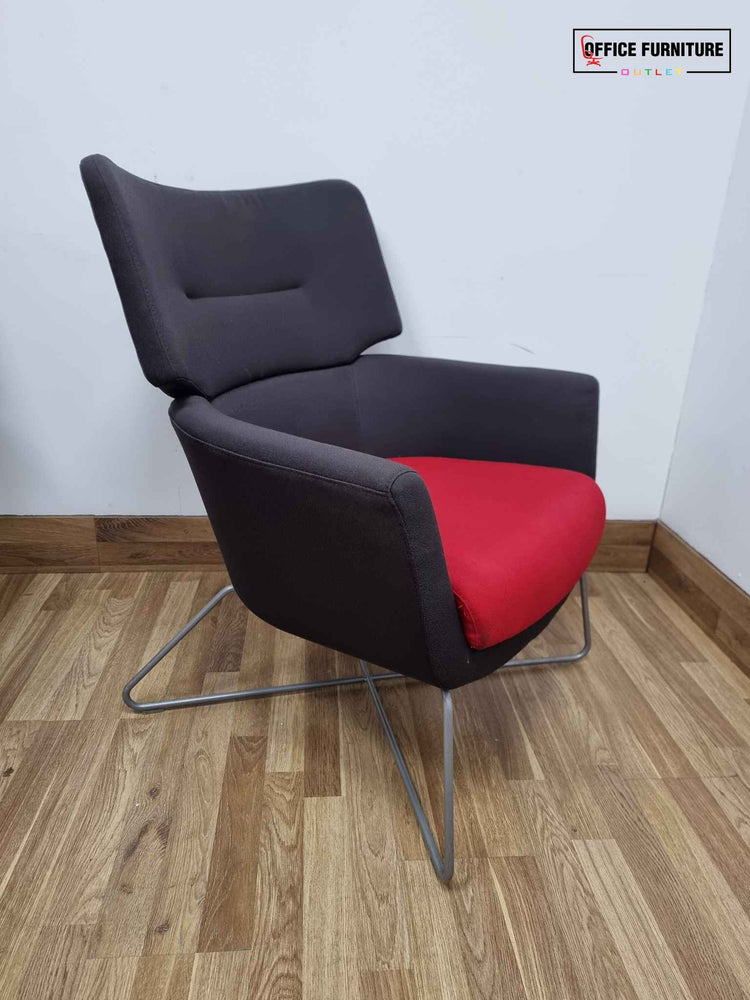 Set of Three Grey and Red Reception Chairs