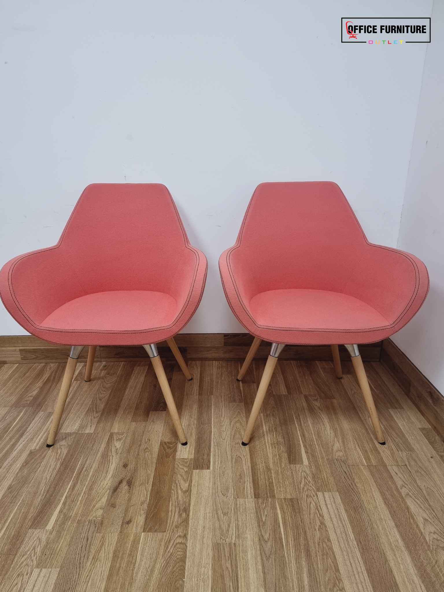 Profim Fan 10HW Tub Style Arm Chairs - Coral - Set of Two