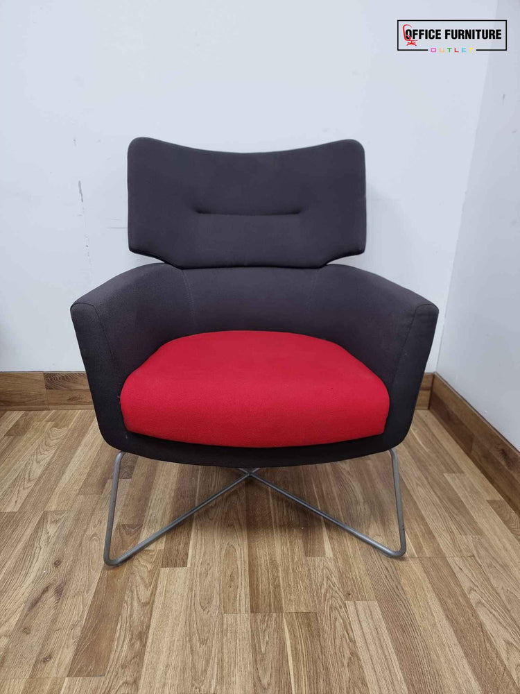 Set of Three Grey and Red Reception Chairs