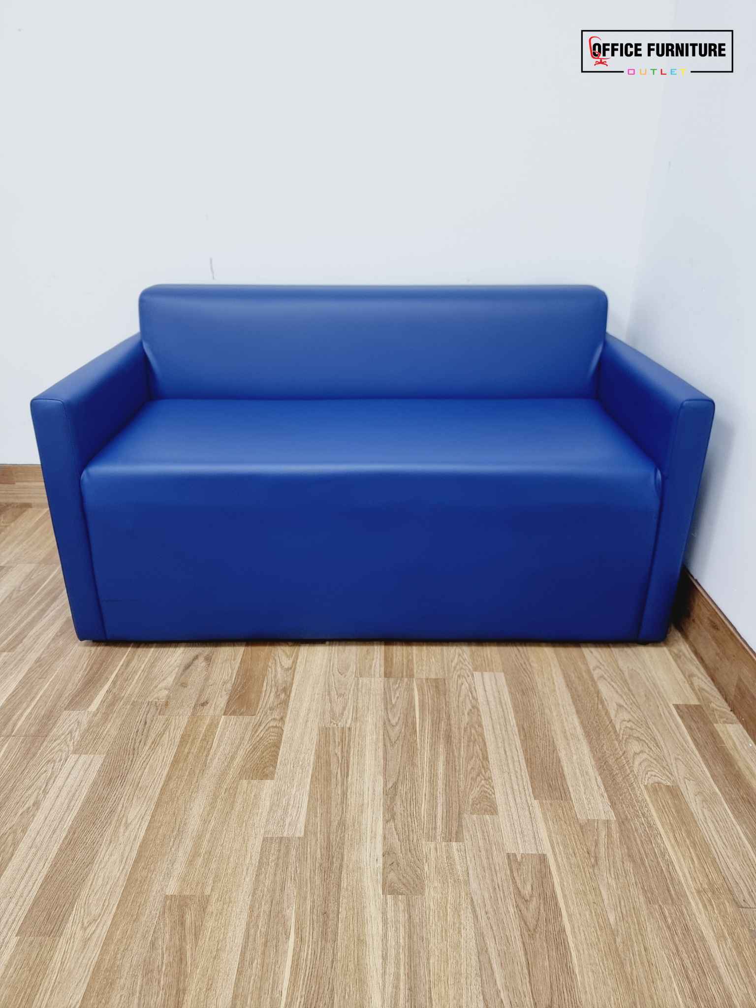 Blue Faux Leather Reception Sofa
