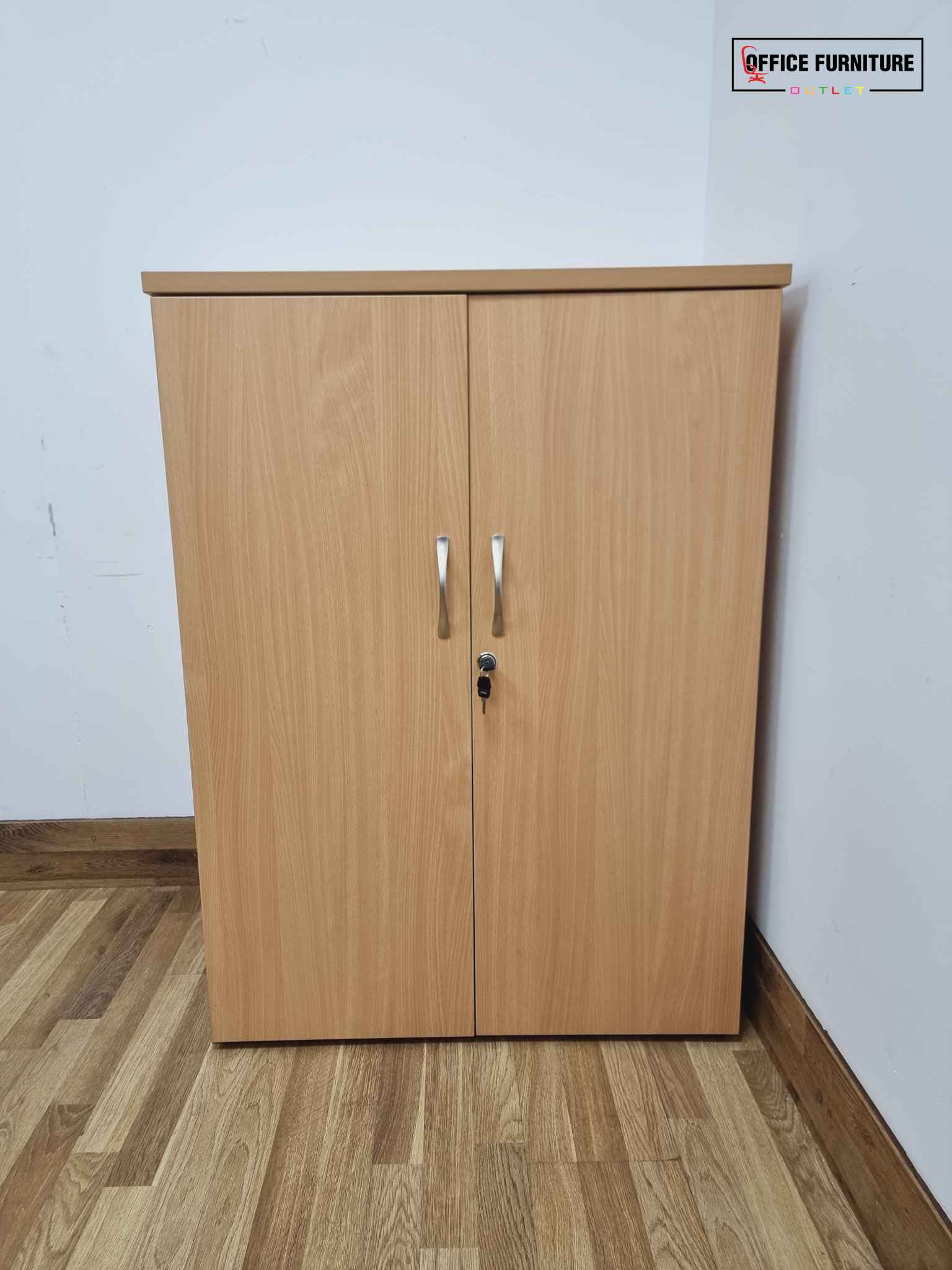 Beech Mid-Level Double Door Wooden Cabinet