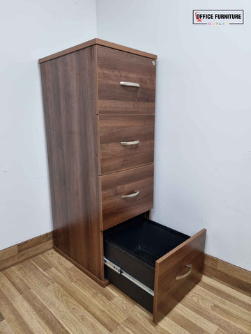 Walnut Four Drawer Filing Cabinet