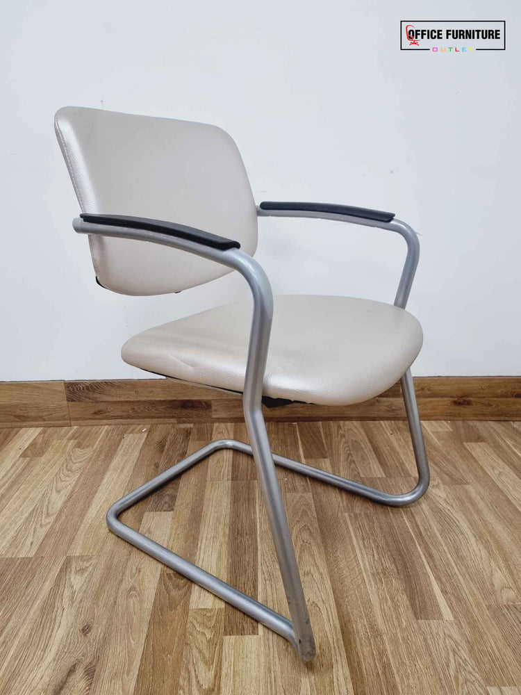 Connection Branded Metallic Cream Visitor Chairs (Pairs)