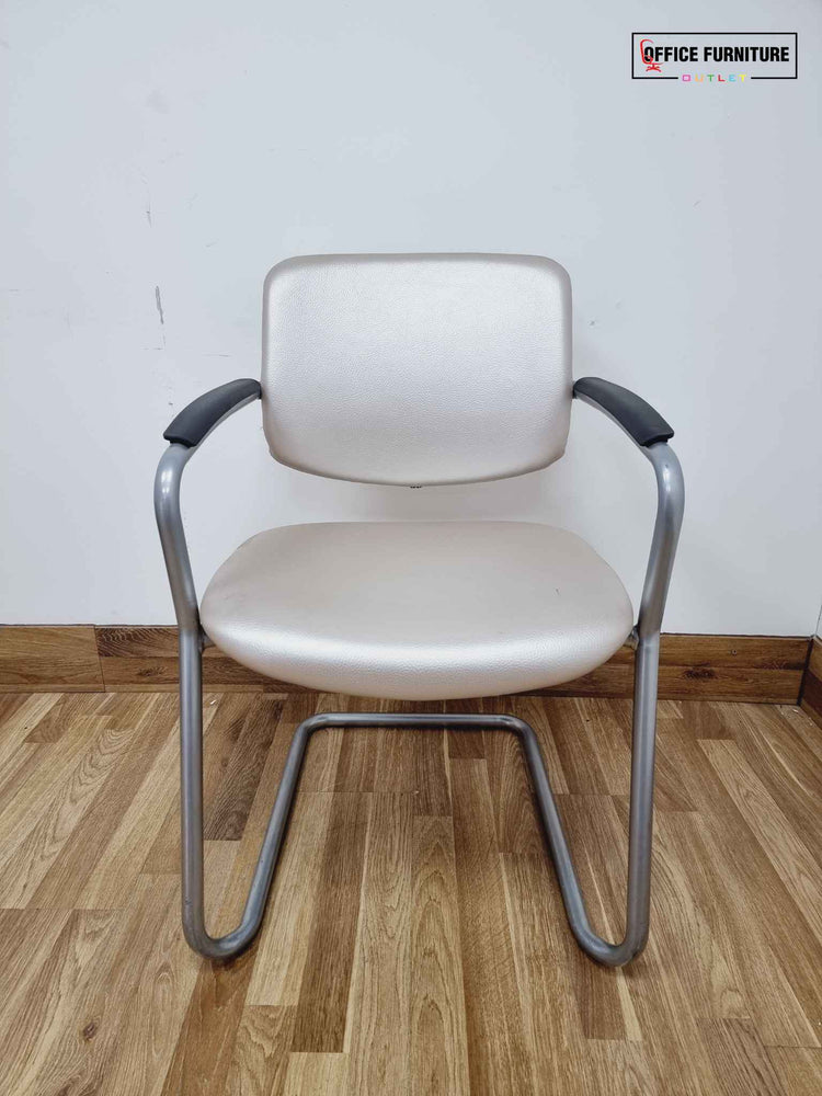 Connection Branded Metallic Cream Visitor Chairs (Pairs)