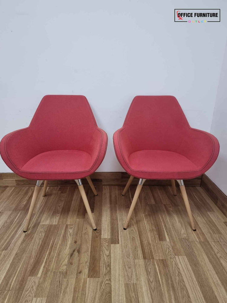 Profim Fan 10HW Tub Style Arm Chairs - Raspberry Red - Set of Two