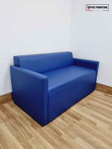Blue Faux Leather Reception Sofa