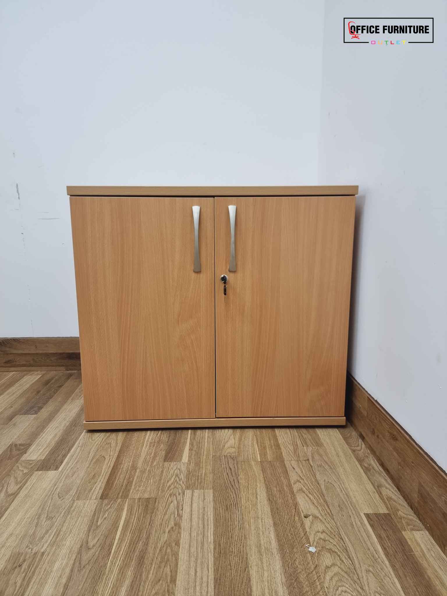 Beech Low-Level Double Door Wooden Cabinet