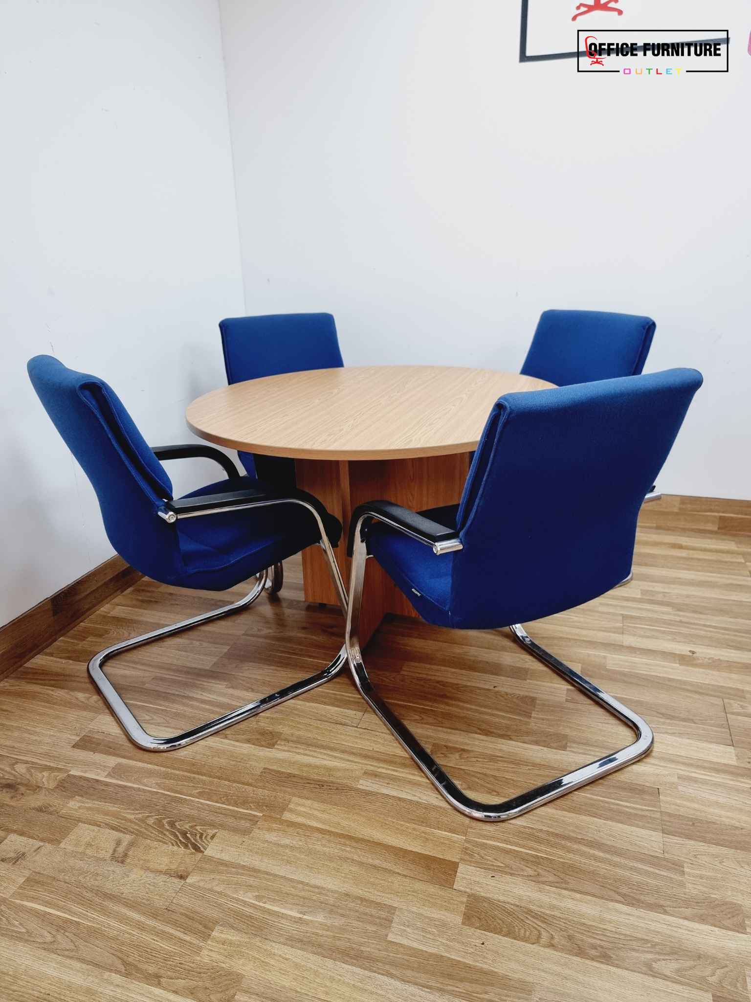 Four Person Round Meeting Table with Verco Chairs