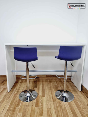 Breakfast Bar Table with Purple Stools