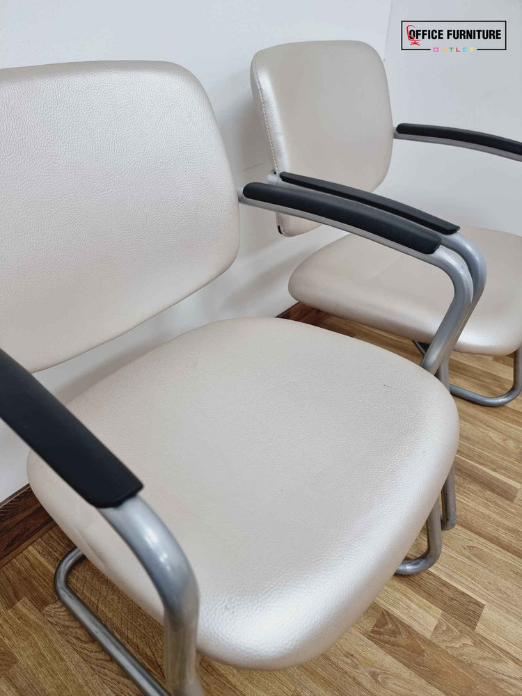 Connection Branded Metallic Cream Visitor Chairs (Pairs)