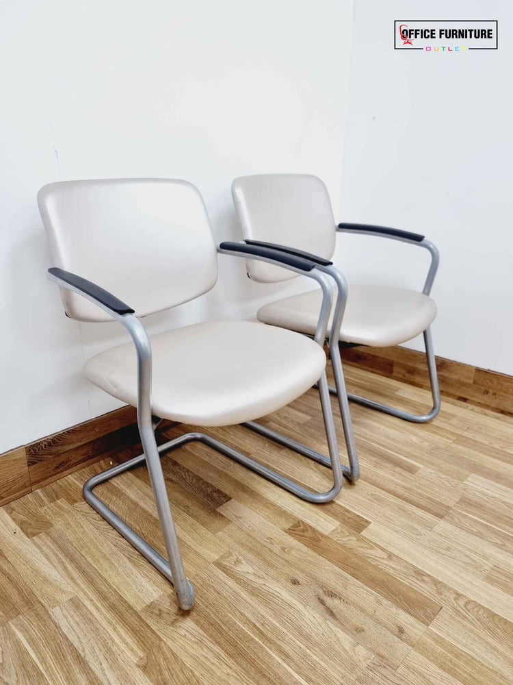 Connection Branded Metallic Cream Visitor Chairs (Pairs)