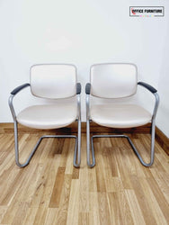 Connection Branded Metallic Cream Visitor Chairs (Pairs)