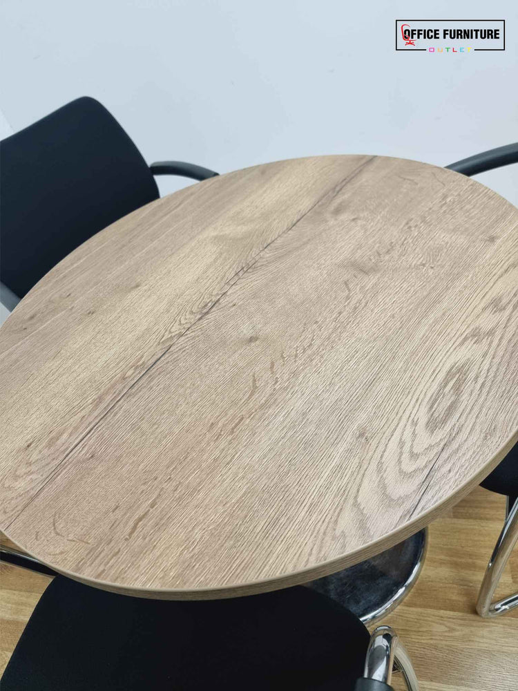 Walnut Three-Person Meeting Table with Boss Design Chairs