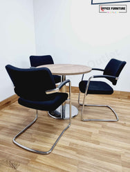 Walnut Three-Person Meeting Table with Boss Design Chairs