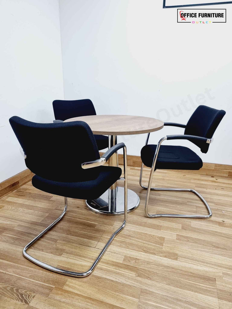 Walnut Three-Person Meeting Table with Boss Design Chairs