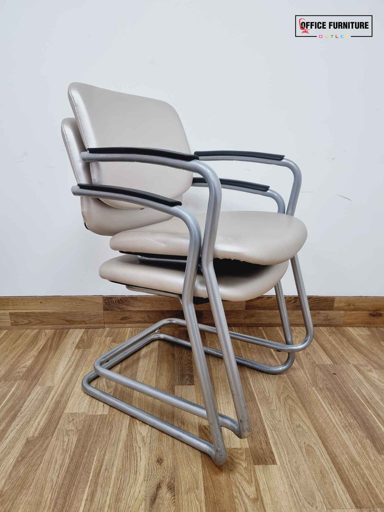 Connection Branded Metallic Cream Visitor Chairs (Pairs)