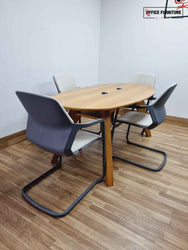 Four-Person Oak Meeting Table with Wilkhahn Chairs